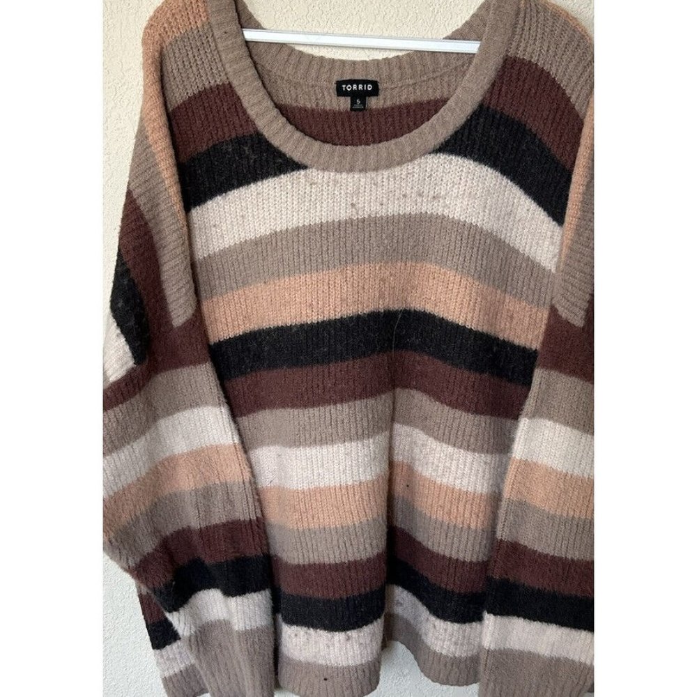 Torrid Rainbow Color Block Stripe Crewneck Sweater - image 2